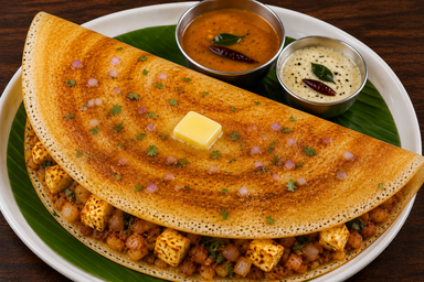 Butter Onion Paneer Masala Dosa